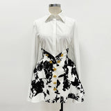 New Star Fashion Tulip Waist Line Rose Metal Buckle Print Skirt