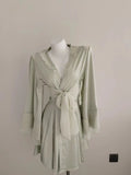 New Ice Silk Lotus Leaf Side Broad Sleeves Bathrobe New Lady Sexy Lace With Coat Morning