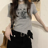 Zingj Girl Style Design Sense Short T-Shirt Summer 2024 New Irregular Chic Niche Ins Short Sleeve Shirt Women's