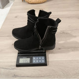 Velvet Flat-Bottomed Short-Spin Women Retro Side Zipper Belt Buckle High-Gang