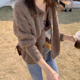 Coat Women's Autumn And Winter Loose Wear Complex 2025 New Short Top Knitted Cardigan