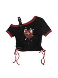 Women's Graphic Print T Shirt Y2k Short Sleeve Black Gothic Tee Top Korean Vintage Harajuku Fashion Grunge Funny T Shirts