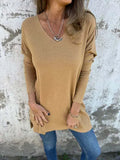 Autumn And Winter Explosion Season Solid Color V-Neck Knitted Shirt Loose Top Women's