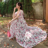Zingj Retro Tea Break Broken Flower Elegant Dress Niche Design Long Temperament Goddess Princess Fan Socialite Short