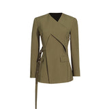Zingj Wind Suit Female 2024 Autumn New Comfortable Leisure Temperament Versatile V-Neck Belt Small Suit Jacket