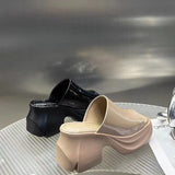 And Fish Mouth Slippers Women 2025 Summer New Patent Pine Cake Small Man Wearing A Word Cold Slippers