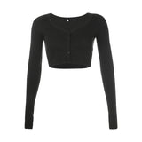 2025 Spring New Women's Sexy Pure Color V-Neck Knitted Top T-Shirt