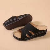 Cool Slippers Women's Slope And Fish Mouth Thick Soles Of The Large Code 35-43 Shoes Hollow Thick-Soled Sandals High