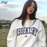 Hat Hoodies Women Preppy Style O-neck Letter Printed Leisure Spring Autumn Streetwear Harajuku Korean Style Hip Hop Basic