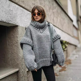 New Sweater Knitted Shirt Women's Fluffy Long-Sleeved Turtleneck