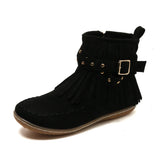 Women Double-Layer Tang Fus Women's Donka Shoes Flat Bean Shoes Autumn New Side Zipper Plus Velvet Women's
