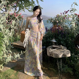 Zingj Shoulder One Shoulder Long Sleeve Dress Skirt Floral Dress Female Sanya Thailand Holiday