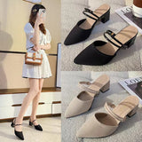 Head With Coarse Heel Cool Slippers Half-Dragging Sandals Women's Summer 2025 New Breathable Cloth