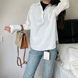 New French High-End White Shirt Early Spring Women's Loose Shirt Temperament Long-Sleeved