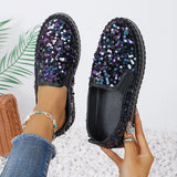 Large-Size Women's Singles Spring New Round Head Flat-Bottomed Sleek Coloring Casual Single Shoes