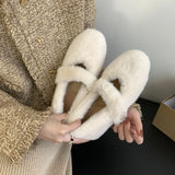 Addition To The New Plus Plus Fur Shoes In The Autumn And Winter Of 2025, The New One-Word With Thick Cotton Cotton Women's Cotton