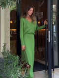 Sen Series V-Neck Cardigan With High-Waisted Long Skirt Knitting Suit Women's Fashion Slim Slim Retro