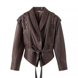 Women's ZA Autumn And Winter New Street Design Sense Retro Leather