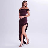 Women's Clothing 2025 Spring New Fashion High-End Breast-Wearing Dress Sexy One-Word Collar