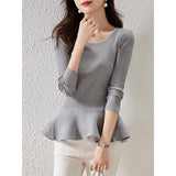 Autumn Outfit New Foreign Style Slim Waist Flounce Skirt Place Top Female Sweater Bottom