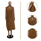Zingj New Women's Casual Pure Color Plush Sleeveless Long Cardigan