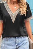 Women's Satin Blouse Elegant Green Vintage Loose Beautiful Short Sleeve Shirt Summer Top Tunic White Blouse for Women