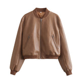 Three-Color Pilot Leather Jacket In