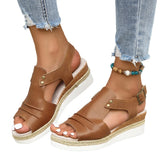 Summer Flat Bottom Fish Mouth Heel Sandals Women's Belt Buckle Beach