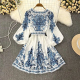 Spot Spring 2025 New Ladies Fashion V-Neck Long Sleeve Bohemian Print
