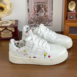 Thick-Soled Shoes Women 2025 Autumn New Round Head Breathable Student Bread Shoes Set Sports Leisure Small White