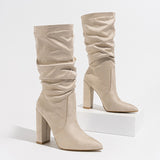 Women's Top Tip A Foot Pedal Winter Fashion Coarse Heel Boots Fashion Comfortable Female Boots Chunky