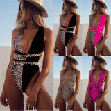 Zingj Bikini Ebay Conjoined Bikini Bikini Leopard Print Hollow Out Strap One-Piece
