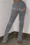 Fuzzy Striped Striped Trend Pants Women High Waist Hipster Irregular Dismantle Trousers Female Shorts Shaggy