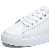 Version Of 2025 Leather Small White Shoes Four Seasons Single Shoes New Basic Female Students Flat Bottom Lace Sports Plate