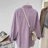 Velvet Solid-Colored Shirt Women's New Spring Retro Korean Version Of Loose And Loose Lazy Casual