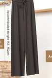 Loose Summer Pants for Women Wide Leg Female Trousers Long Elastic Casual Lace Up Beige High Waisted Khaki Stacked