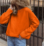 And Winter Explosion Of Women's Knitted Shirt Round-Neck Solid Color Loose