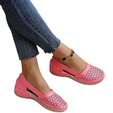 Summer Large-Size Casual Sandals Women's Slope Hollow Pure Color Single Shoes Low-Heeled Sandals