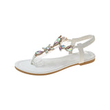 | Korean Version Of Flat Bottom Water Drill Sandals Women Summer New Fairy Wind Clip Toe Large Beach Cool Slippers