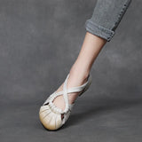 Leather Flat-Soled Sandals Women's New Summer Women's Shoes Beef Soft-Soled Mother Shoes Casual Cowhed Beach