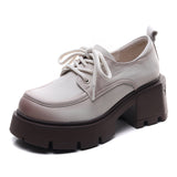Single Shoe Thick Sole High Heel Year New Leather English Wind Small Leather Shoes Pedalle