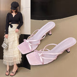 Women 2025 Summer New Sexy Leopard Fine And Cool Drag Square Fashion Wearing Slippers