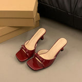 High-Heeled Slippers 2025 New Women's Summer Outside The Square Head Thin Heel Drag Bow Sandals
