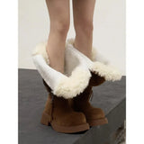 Goods Large Cylinders With Thick Snow Boots Women 2025 Autumn And Winter New Fur Warm Knight