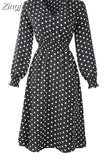 Women Vintage Floral Print A-Line Party Dress Spring Summer Elegant Long Sleeve Elastic Waist Chiffon Boho Beach Sundress
