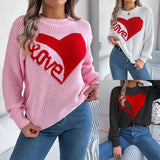 Shooting Autumn And Winter Casual Valentine's Day Love Love LOVE Long-Sleeved Jacket Sweater Women's