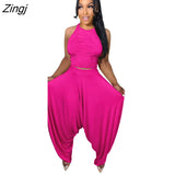 Women Tracksuit Two Piece Set Slim Crop Tank Top + Loose Long Pants Sportsuit Matching Set Clothes For Women