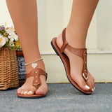Clip Toe-Lein Flat-Soled Sandals Women Wear Tight Belt Light Beach Cool