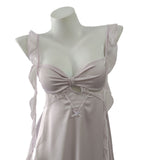 New Girl Silk Sling Aja Sycoat With Sexy Pure Pajamas High-End Feel Leaf Sleeve Skirt