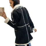 Zingj And Winter 2023 New Solid Color Thickened Lamb Wool Patchwork Coat